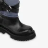 Ankelskor i denim och kalvskinn