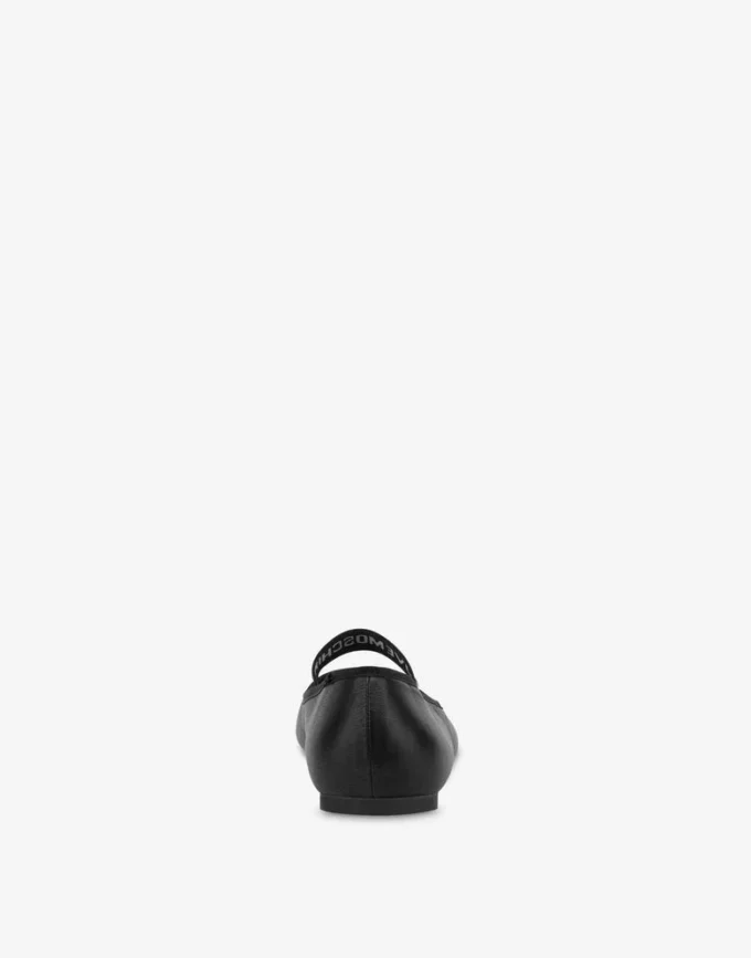 Ballerinaskor i nappa med elastiskt logoband