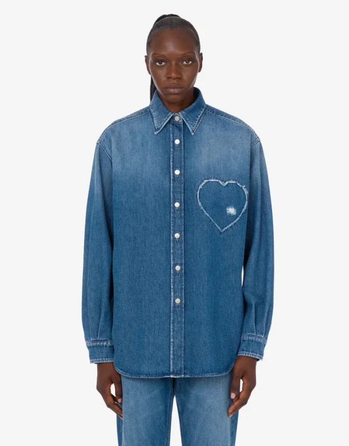 Blå bomullsdenimskjorta