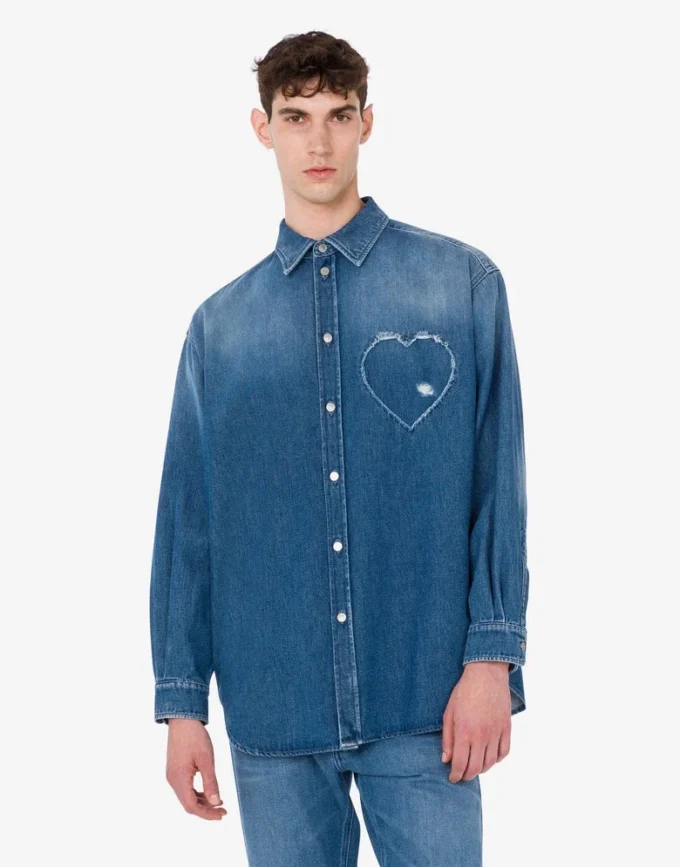 Blå bomullsdenimskjorta Blå bomullsdenimskjorta