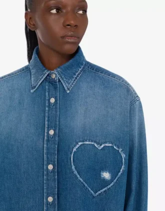 Blå bomullsdenimskjorta
