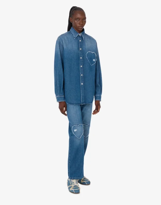 Blå bomullsdenimskjorta