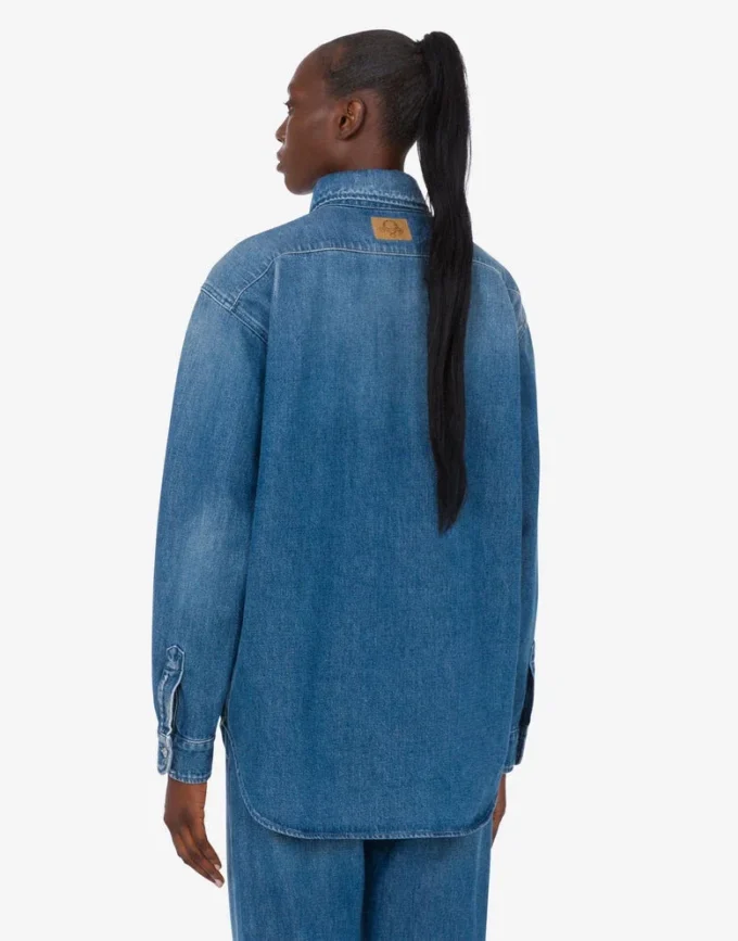 Blå bomullsdenimskjorta