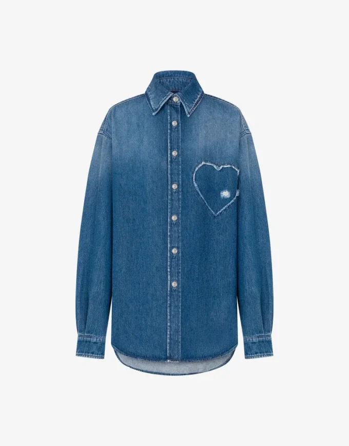 Blå bomullsdenimskjorta