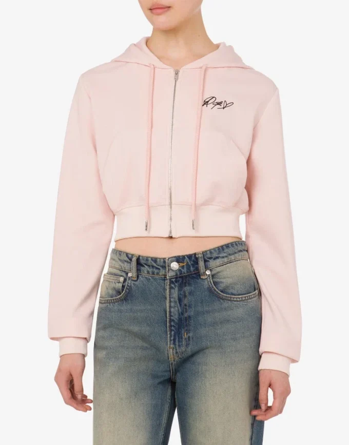 Broderad korta sweatshirt i bomull Broderad korta sweatshirt i bomull