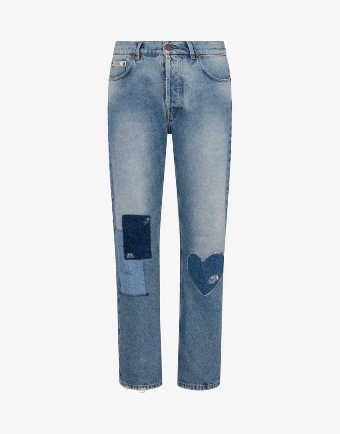 Byxor i patchwork-denim