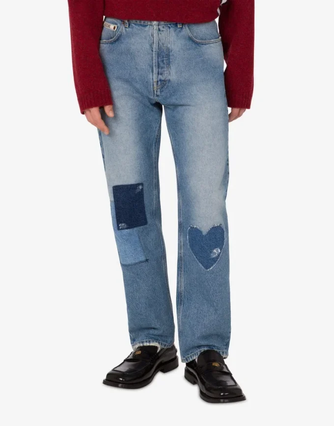 Byxor i patchwork-denim