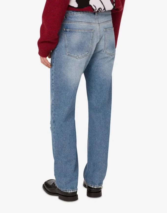 Byxor i patchwork-denim