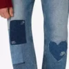 Byxor i patchwork-denim