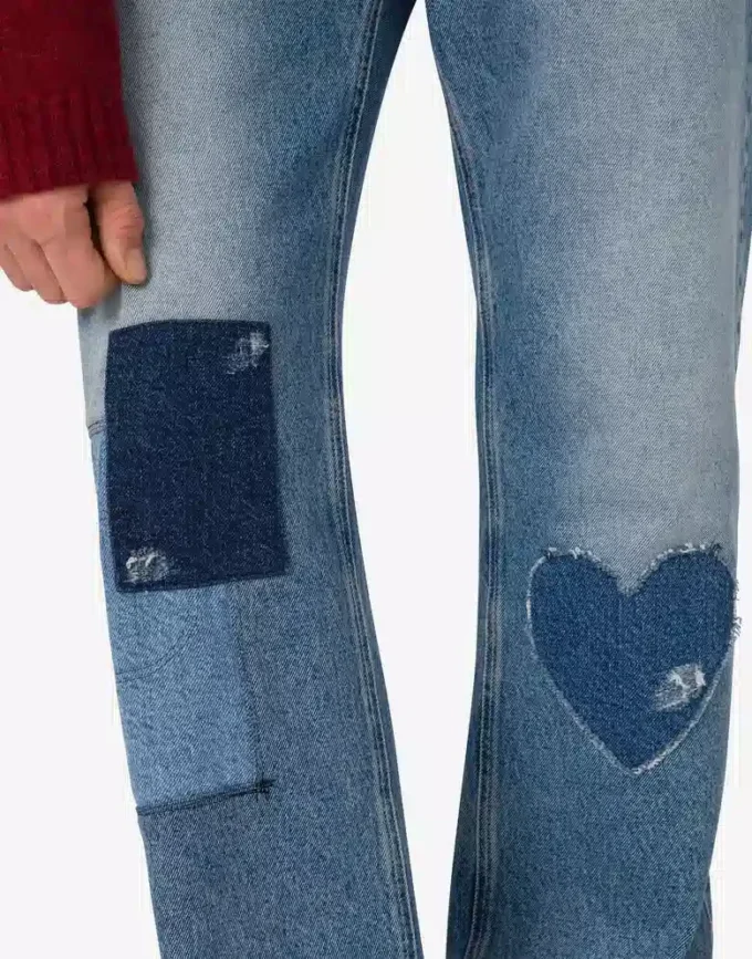 Byxor i patchwork-denim
