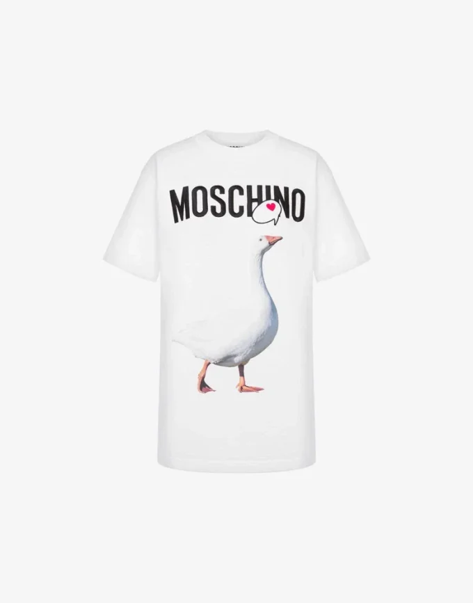 Ekologisk jersey-T-shirt med gås-tryck