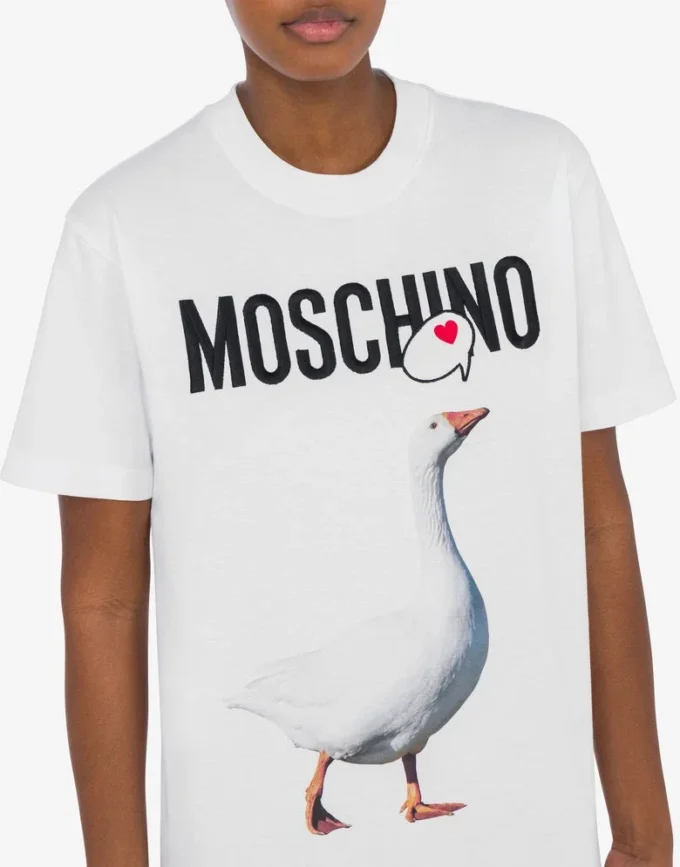 Ekologisk jersey-T-shirt med gås-tryck