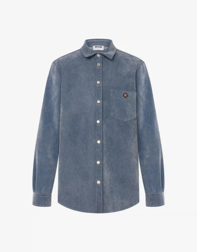 Flockad denimskjorta Flockad denimskjorta