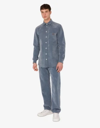 Flockad denimskjorta