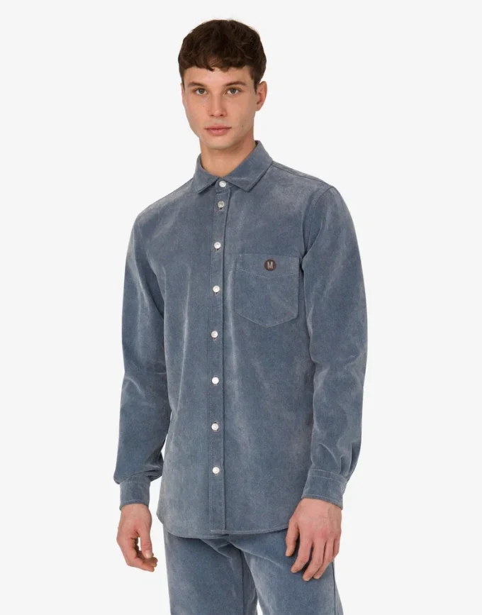 Flockad denimskjorta Flockad denimskjorta