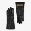 Handskar i nappaläder med broderad logotyp