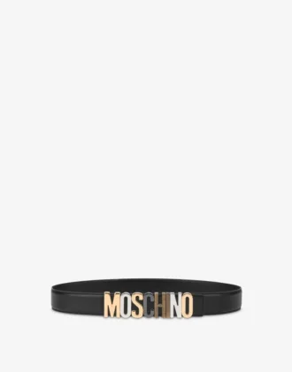 Kalvskinnsbälte med blandad Lettering-logotyp