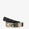 Kalvskinnsbälte med blandad Lettering-logotyp