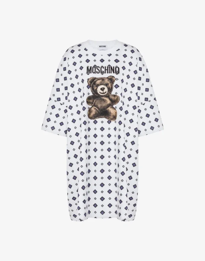 Moschino Teddy Bear klänning i ekologisk bomullsjersey