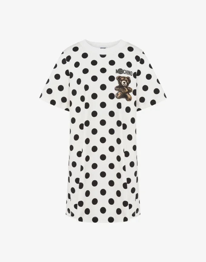 Moschino Teddy Bear-klänning i tung bomull med tryck