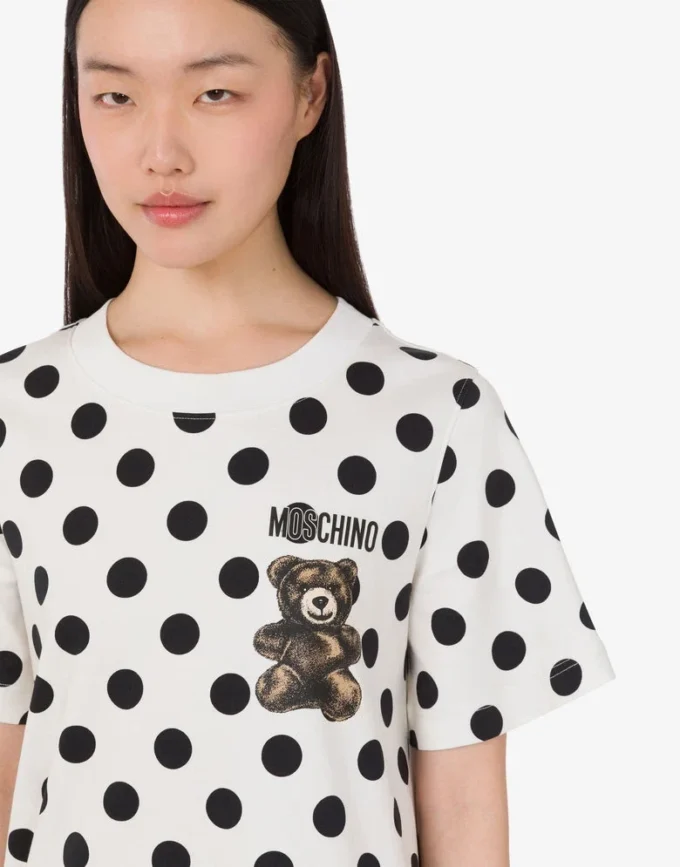 Moschino Teddy Bear-klänning i tung bomull med tryck