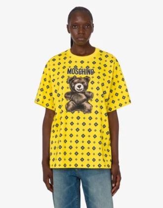 Moschino Teddy Bear T-shirt i ekologisk bomullsjersey