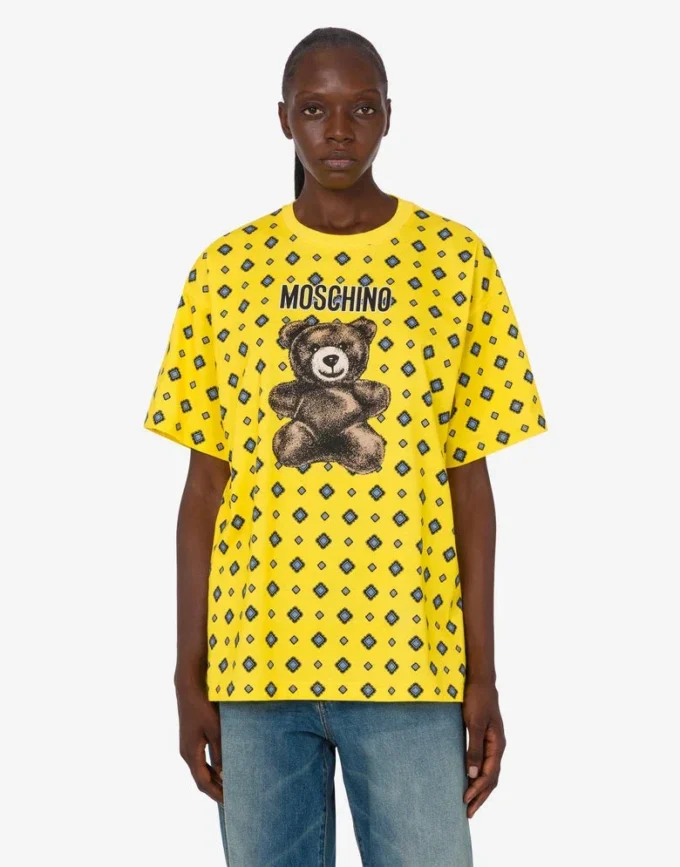 Moschino Teddy Bear T-shirt i ekologisk bomullsjersey