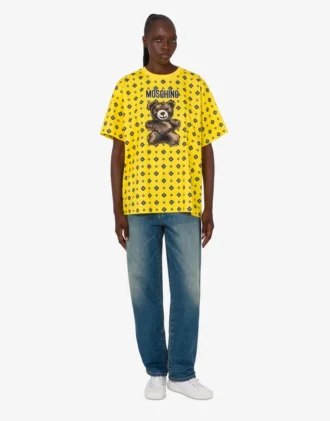 Moschino Teddy Bear T-shirt i ekologisk bomullsjersey