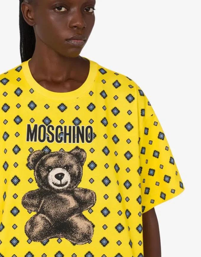 Moschino Teddy Bear T-shirt i ekologisk bomullsjersey
