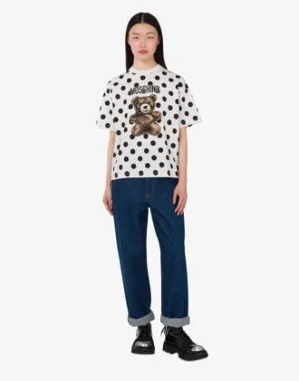 Moschino Teddy Bear-tryckt T-shirt i ekologisk bomullsjersey