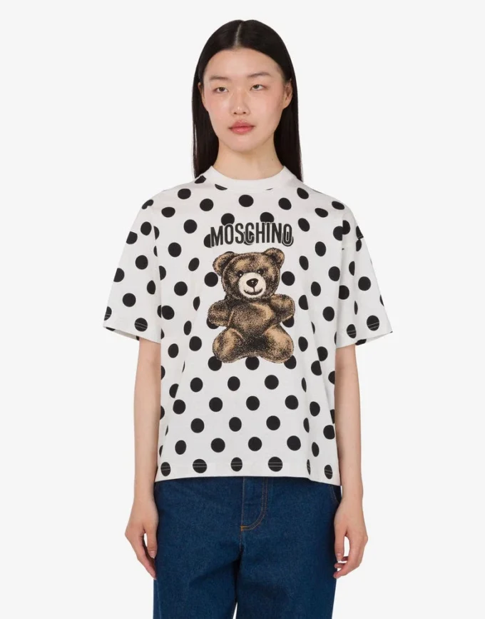 Moschino Teddy Bear-tryckt T-shirt i ekologisk bomullsjersey