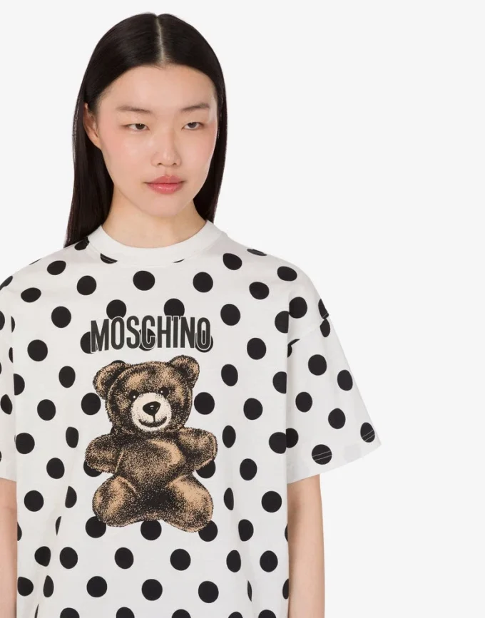 Moschino Teddy Bear-tryckt T-shirt i ekologisk bomullsjersey