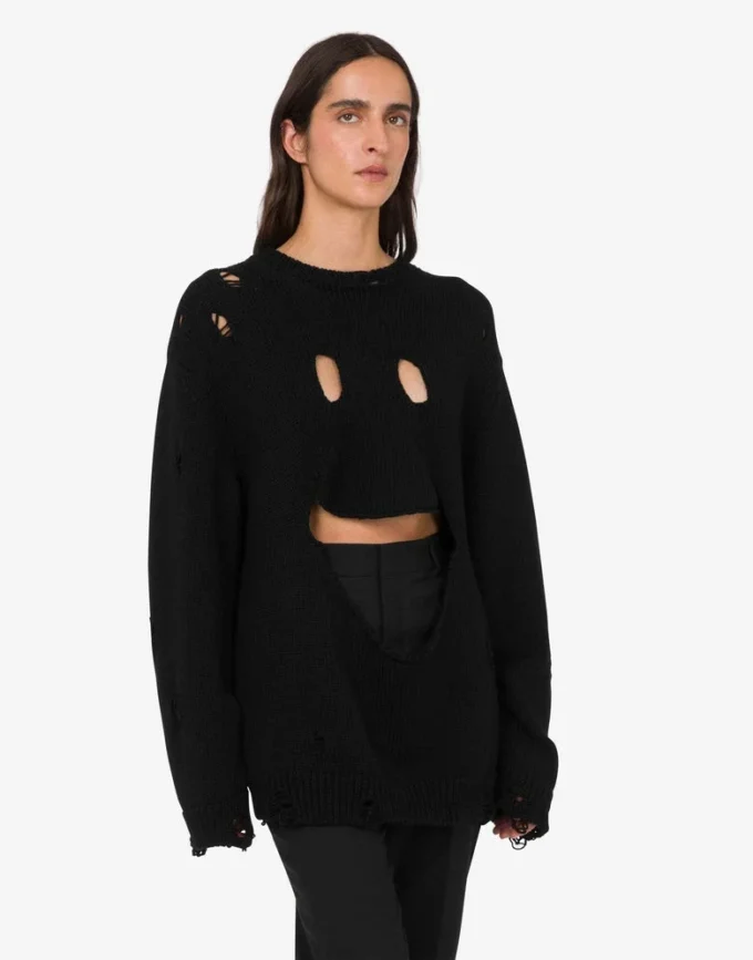 Oversized tröja i skulpterad ull