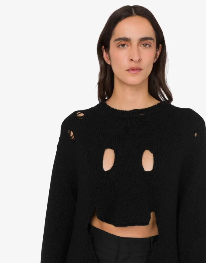 Oversized tröja i skulpterad ull