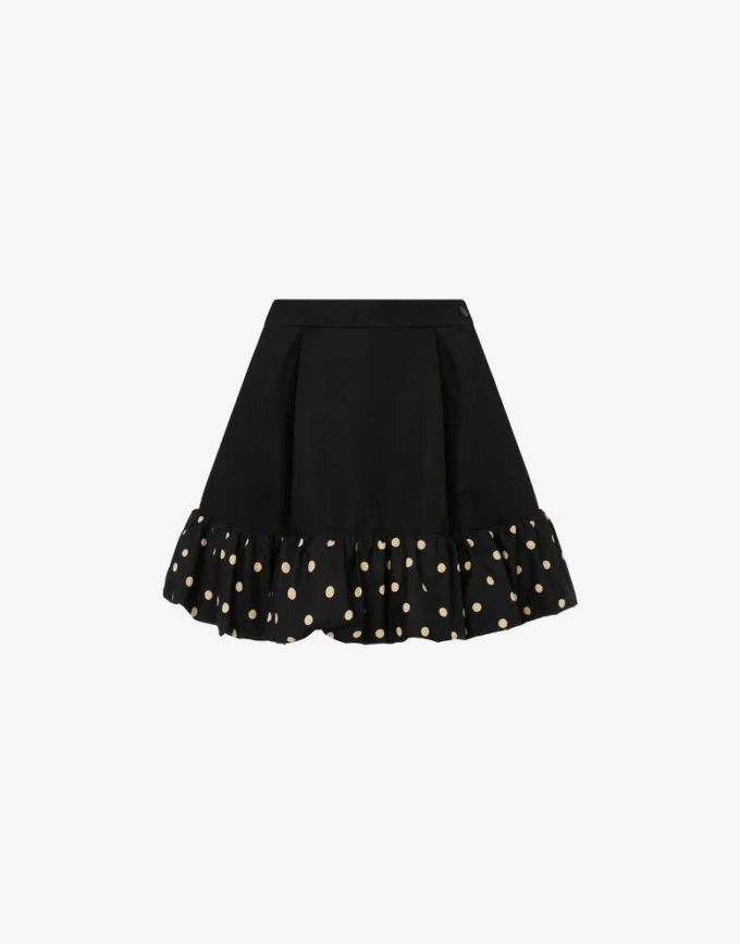 Polka Dots diagonal minikjol i ullblandning