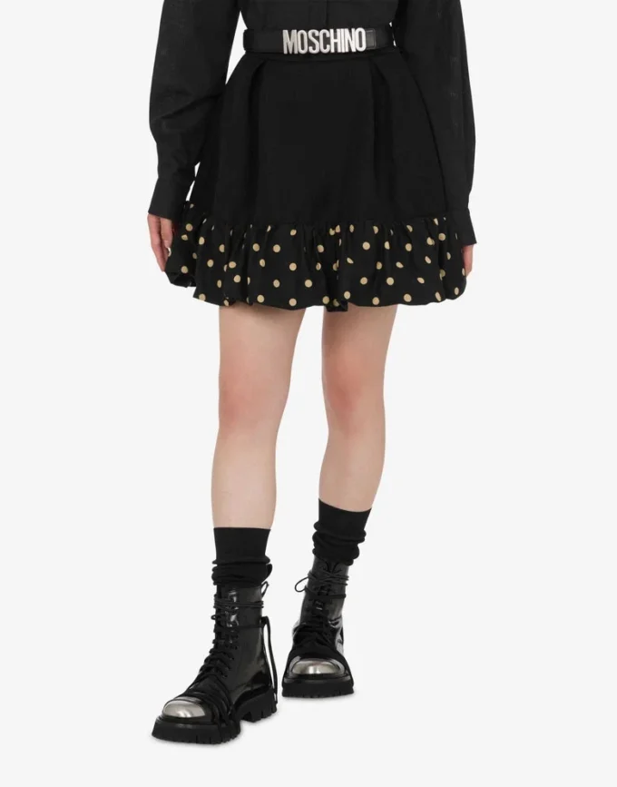 Polka Dots diagonal minikjol i ullblandning