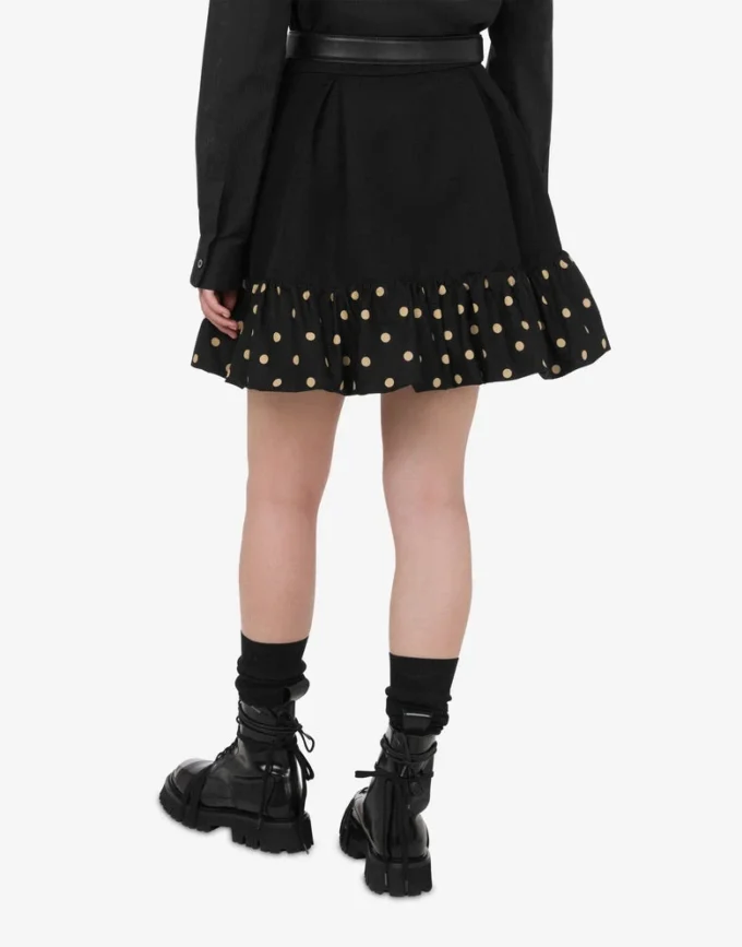 Polka Dots diagonal minikjol i ullblandning