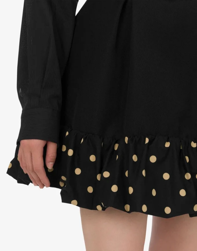 Polka Dots diagonal minikjol i ullblandning