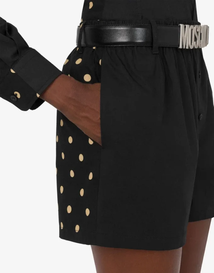 Polka Dots-mönstrade shorts i bomullspoplin