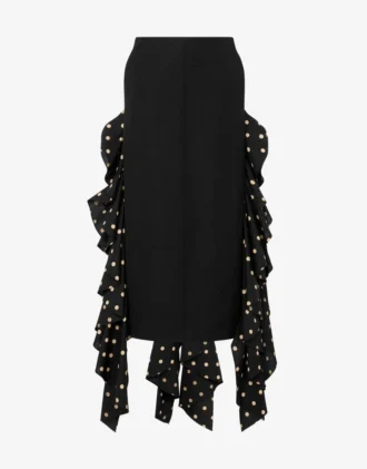 Polka Dots Wool Blend Diagonal Skirt