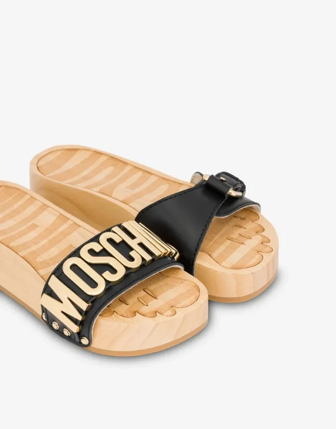 Sandaler i kalvskinn och trä