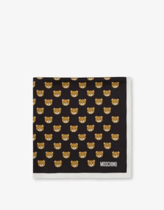 Silkescarf med teddybjörnsmönster över hela ytan