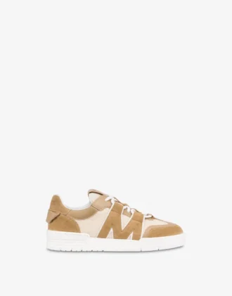 Sneakers i kalvskinn och mocka