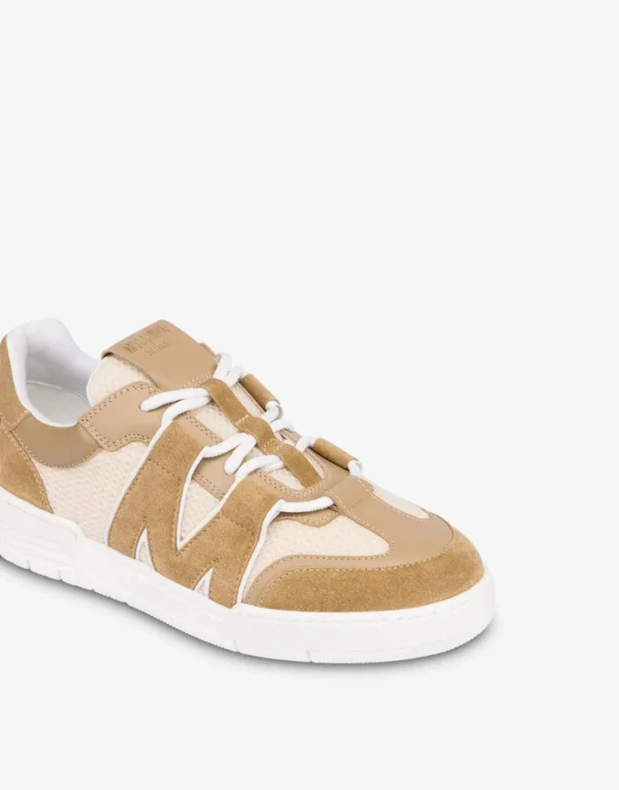 Sneakers i kalvskinn och mocka
