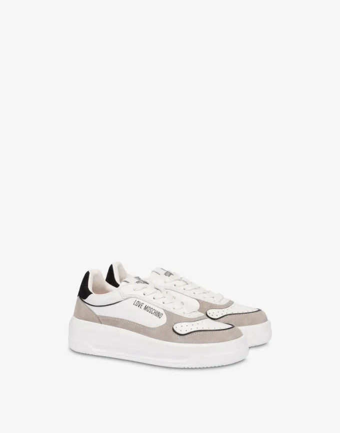 Sneakers i mocka och kalvskinn