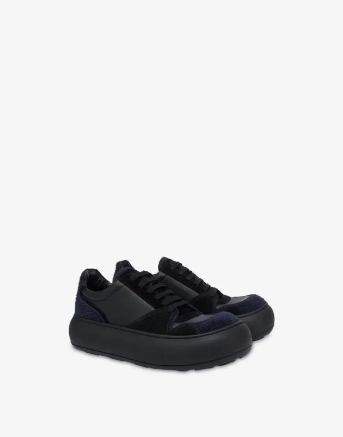 Sneakers i mocka och kalvskinn
