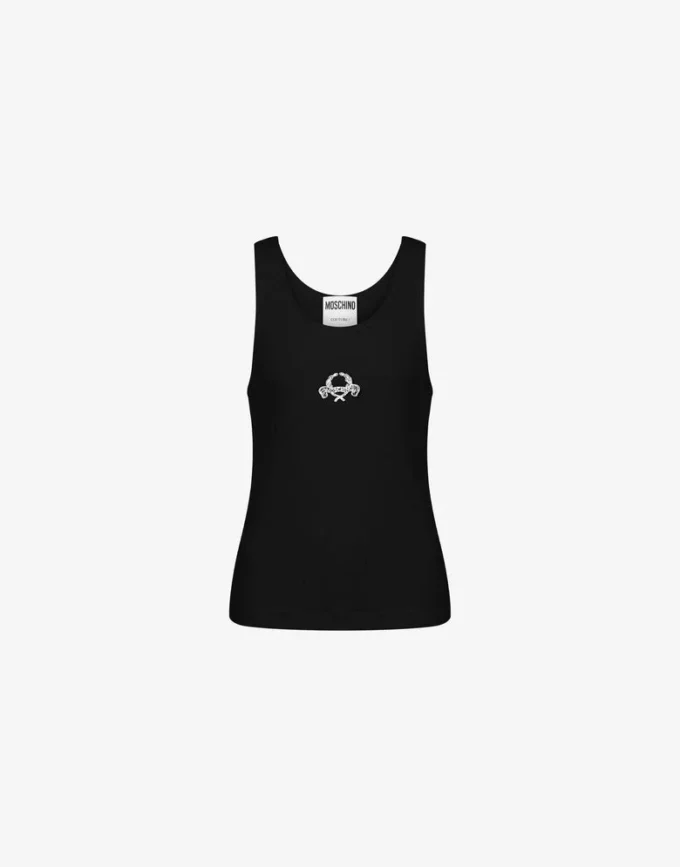 Stretchbomullstopp med Laurel Crown-logotyp