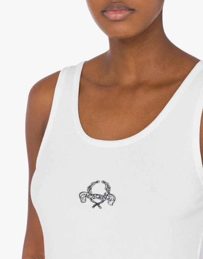 Stretchbomullstopp med Laurel Crown-logotyp