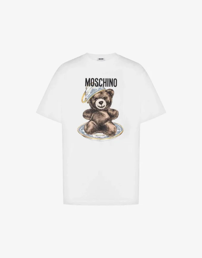 T-shirt i ekologisk bomullsjersey Moschino Teddy Bear