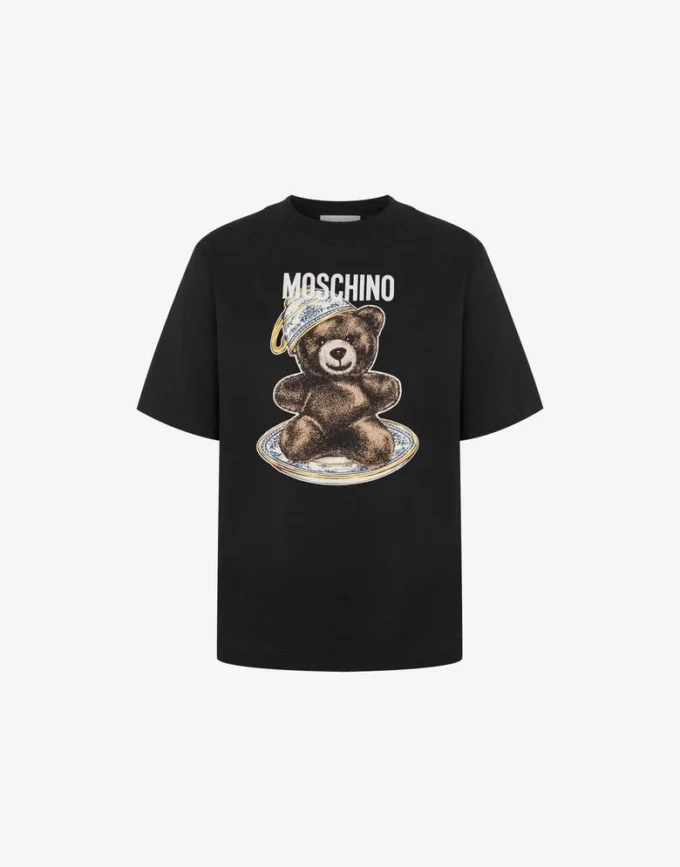 T-shirt i ekologisk bomullsjersey Moschino Teddy Bear